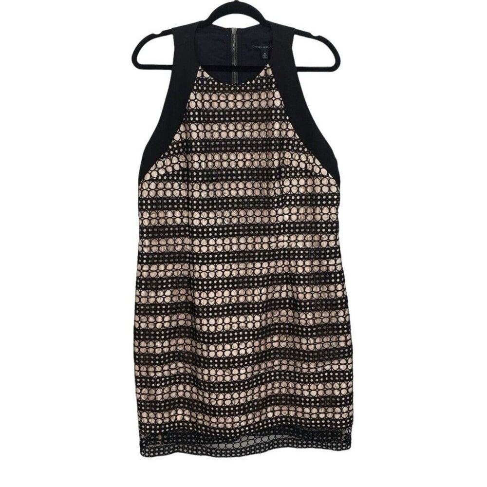 Carmen Marc Valvo Cocktail Dress Plus Size 16 Halter Mini Sheath Silk Party